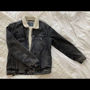 Levi Shearling lined black denim jacket